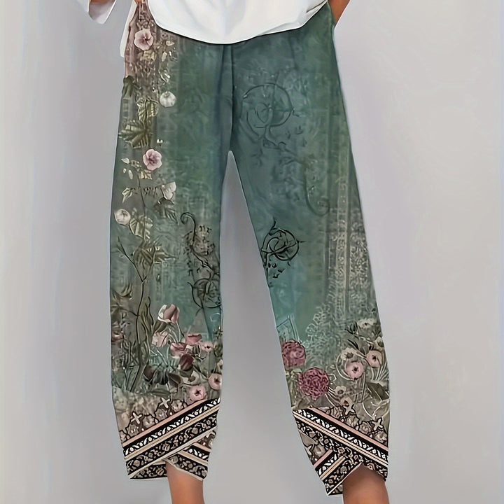 Aymara | Pantalón capri con estampado botánico