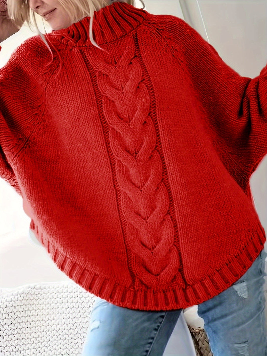 Krishna Belén | Sweater de punto trenzado con cuello alto