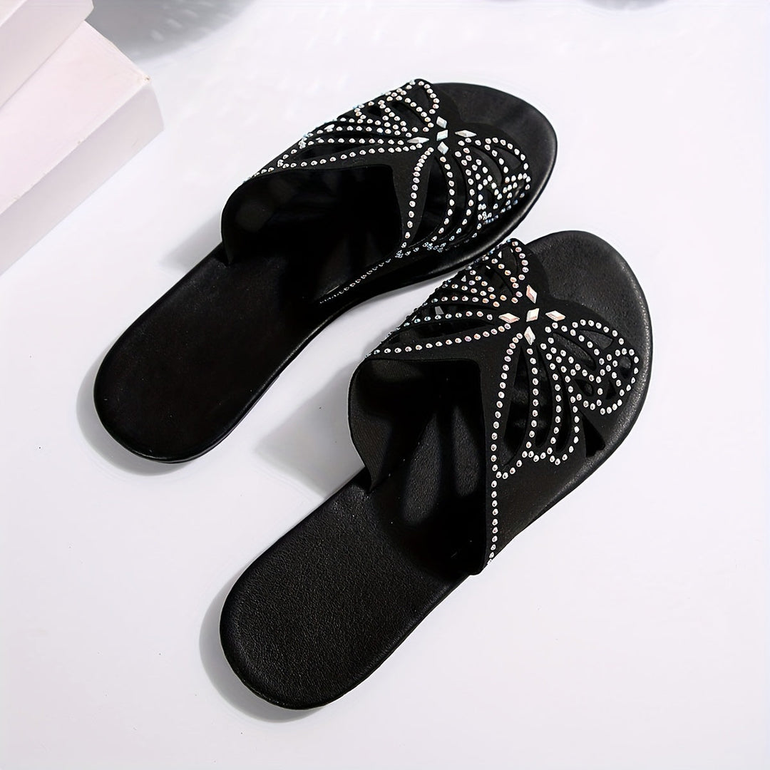Felicia | Sandalias slide con mariposa y brillos