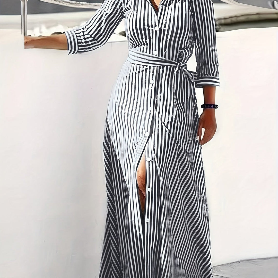 Ayleen | Vestido largo camisero con cinturón