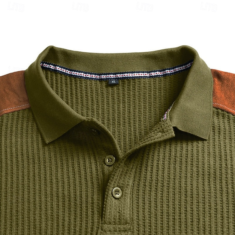 Francisco | Polera polo manga larga con textura waffle