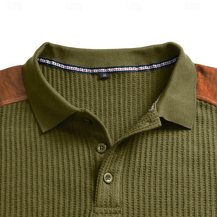 Francisco | Polera polo manga larga con textura waffle