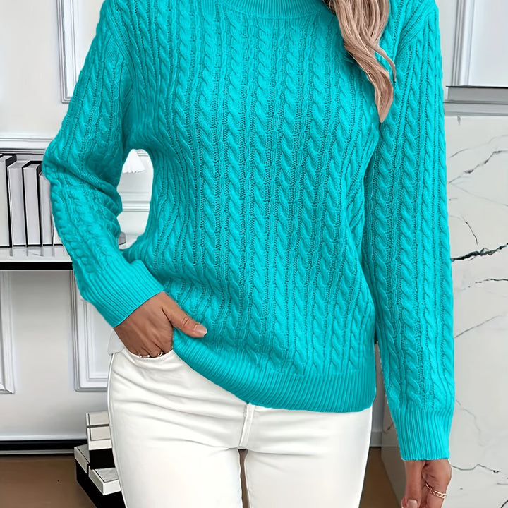 Saskia | Sweater de punto trenzado cuello redondo