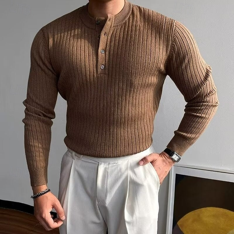Cornelio | Sweater henley acanalado