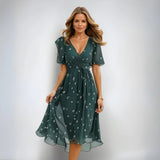 Tatiana | Vestido midi escote V manga corta
