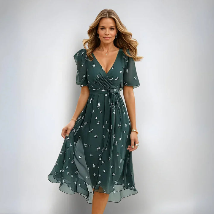 Tatiana | Vestido midi escote V manga corta