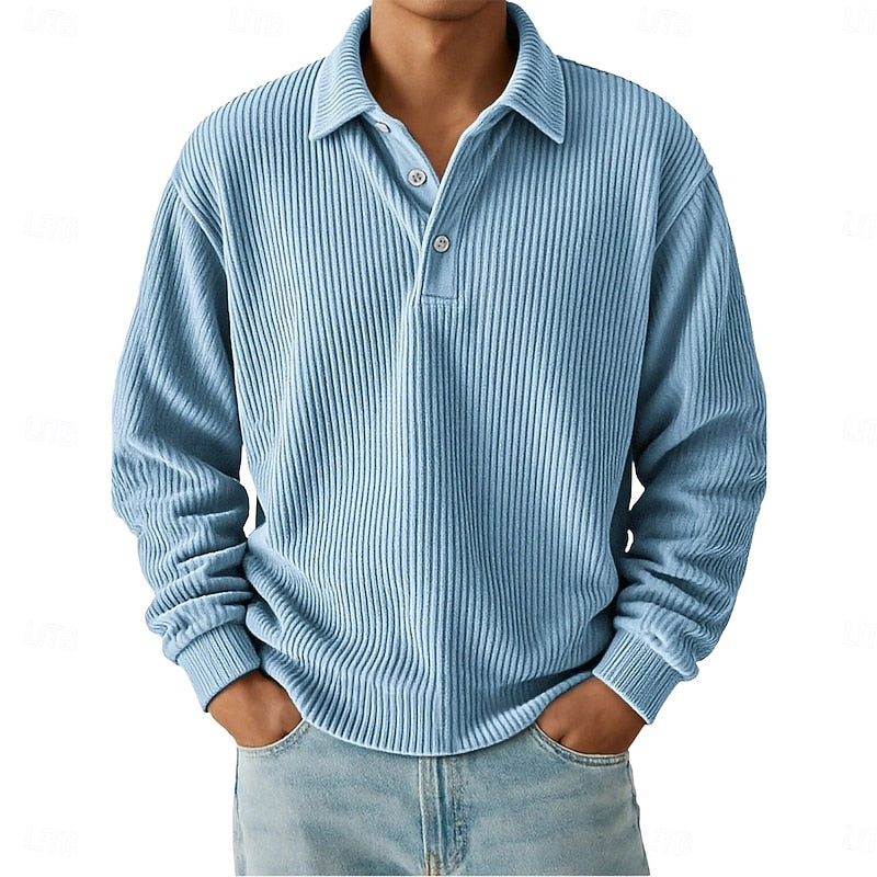 Eric | Polera polo texturizada de manga larga