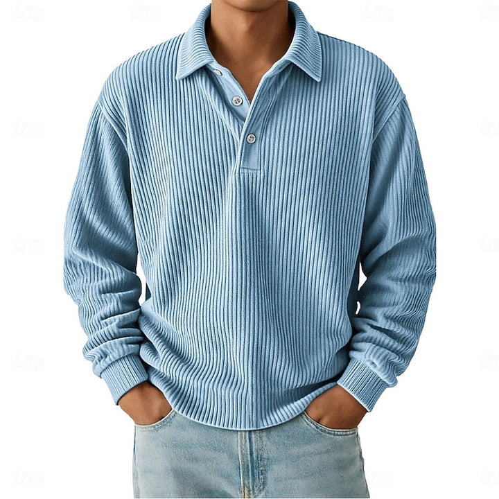 Eric | Polera polo texturizada de manga larga