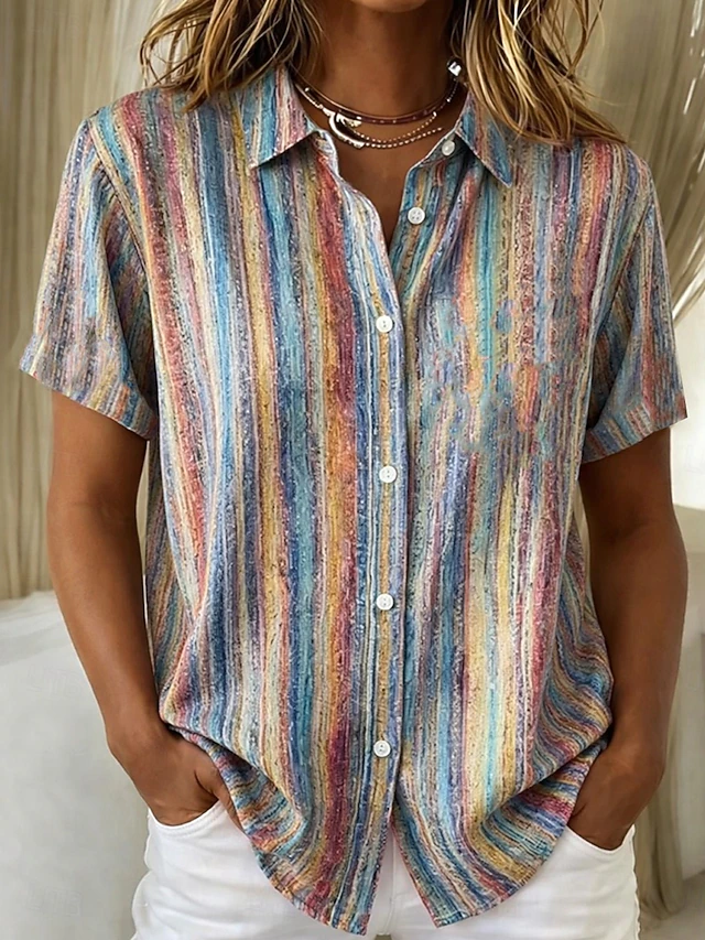 Mariza | Blusa camisera manga corta estampada