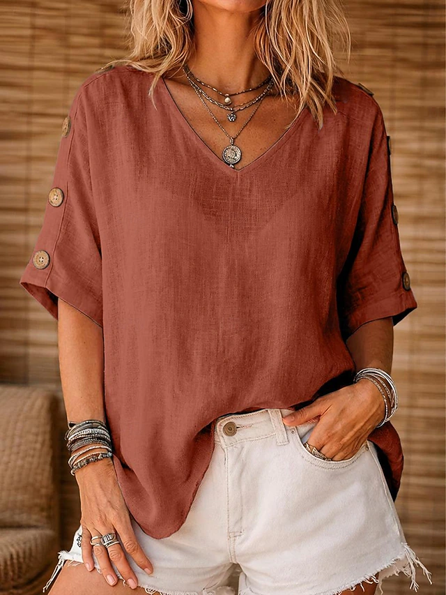 Hortensia | Blusa holgada con botones en las mangas