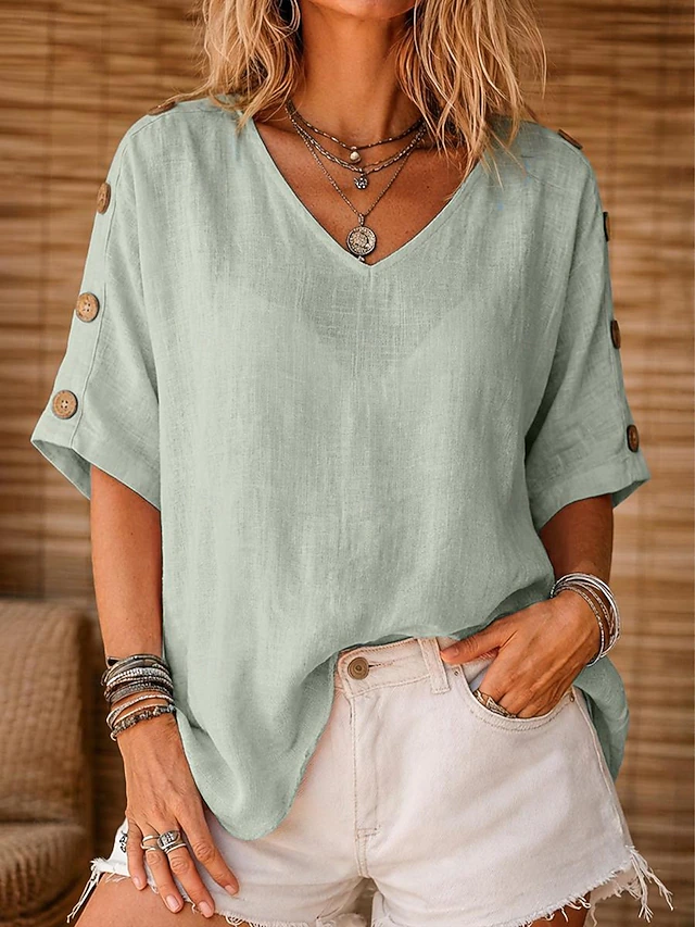 Hortensia | Blusa holgada con botones en las mangas
