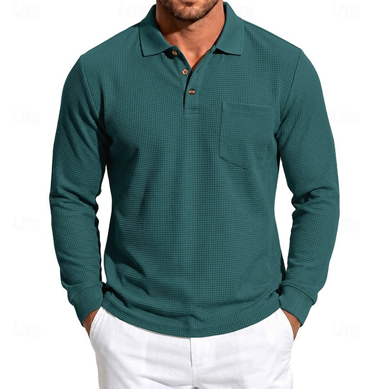 Ronald | Polera polo manga larga con textura