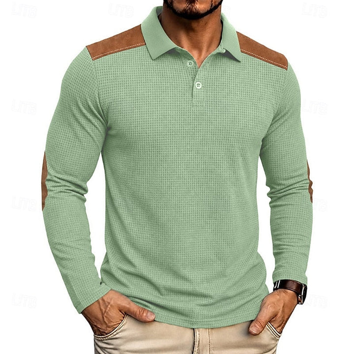 Francisco | Polera polo manga larga con textura waffle