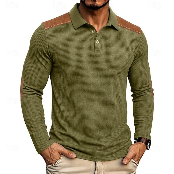 Francisco | Polera polo manga larga con textura waffle