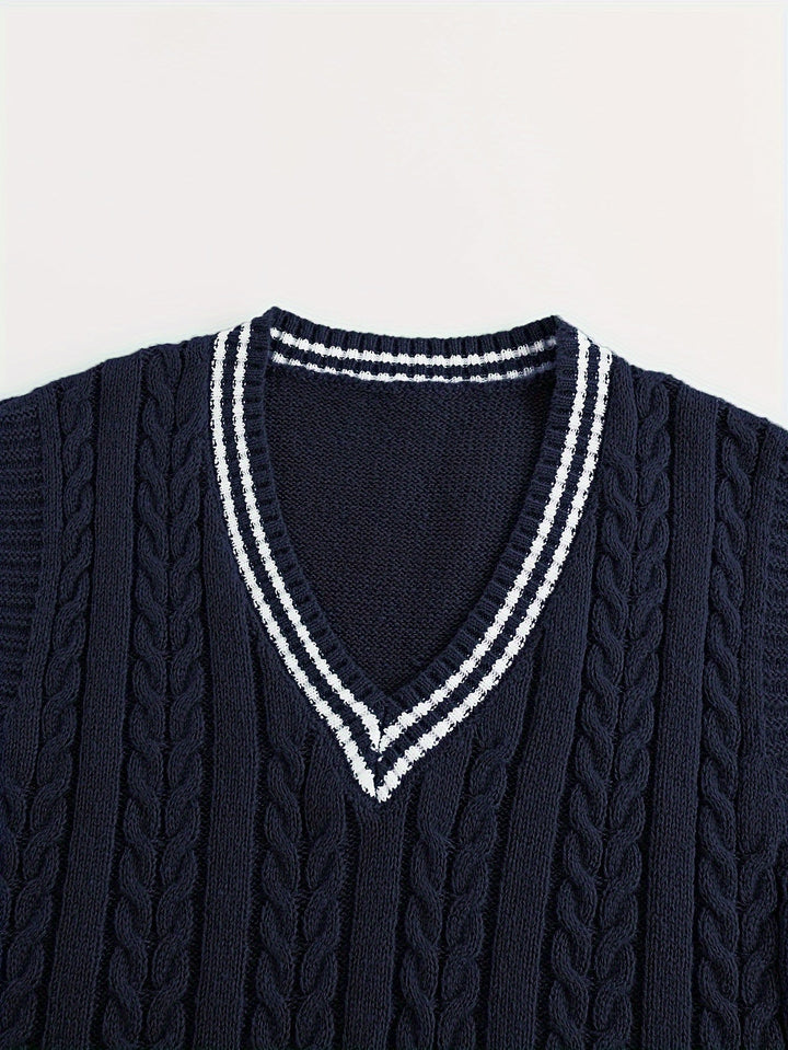 Harold | Chaleco de punto trenzado cuello V