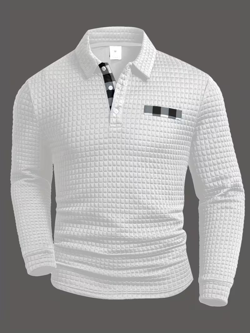 Jesús | Camisa polo de manga larga con textura wafle