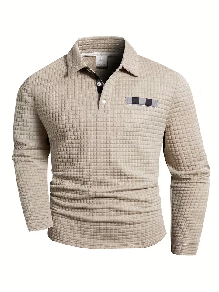 Jesús | Camisa polo de manga larga con textura wafle