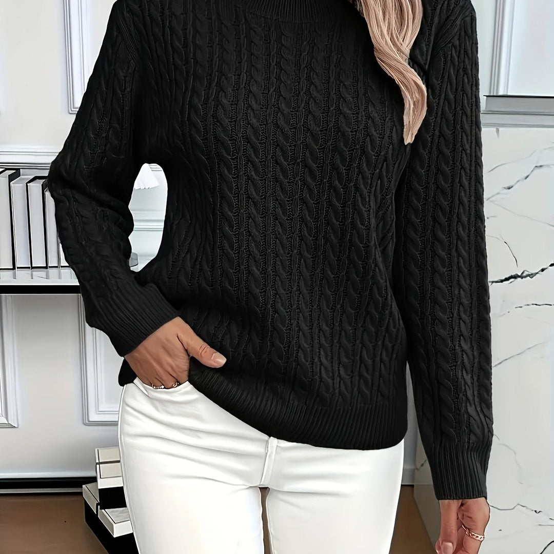Saskia | Sweater de punto trenzado cuello redondo