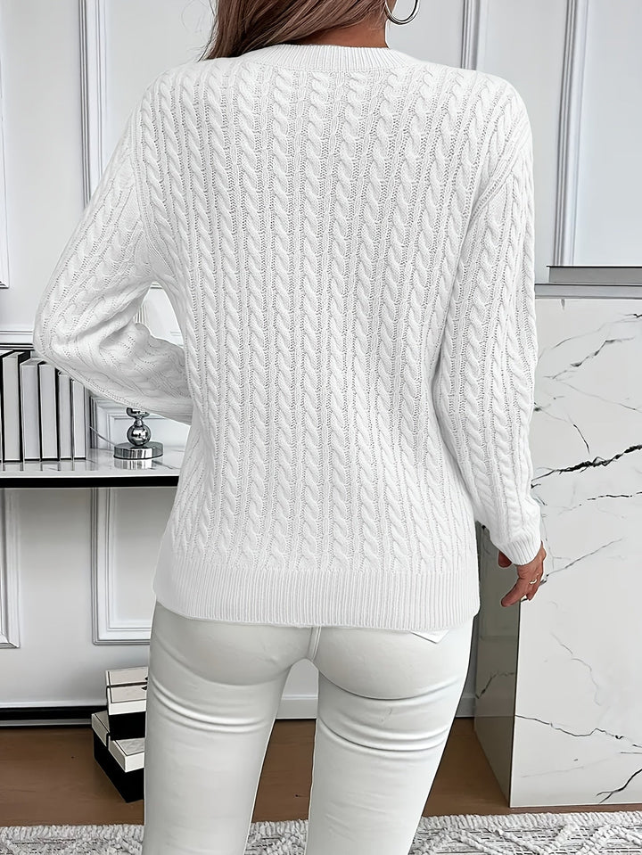 Saskia | Sweater de punto trenzado cuello redondo