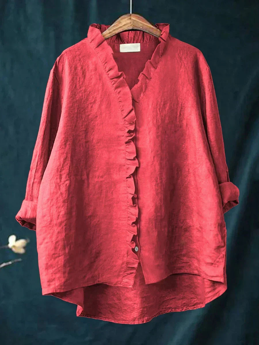 Candelaria | Blusa con vuelos y escote en V
