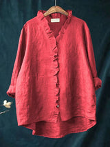 Candelaria | Blusa con vuelos y escote en V