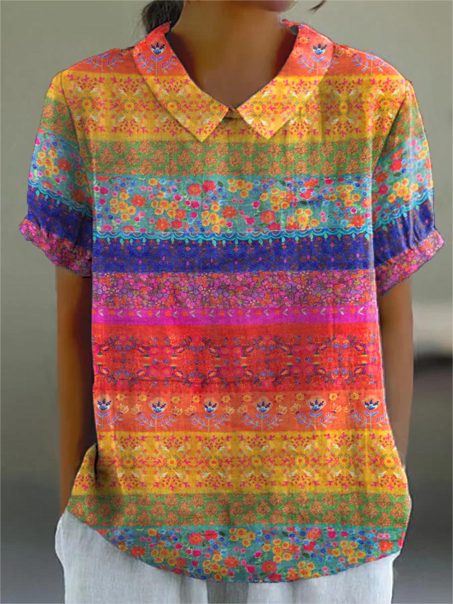 Antülef | Blusa floral a rayas multicolor