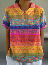Antülef | Blusa floral a rayas multicolor