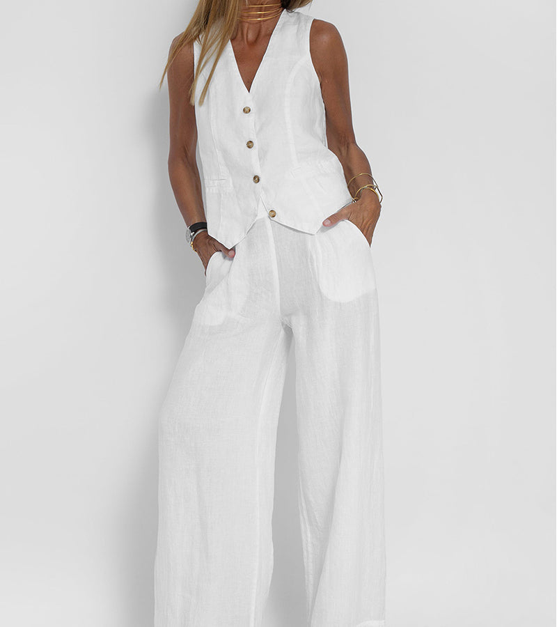 Poulette | Conjunto de chaleco sin mangas y pantalón de pierna ancha