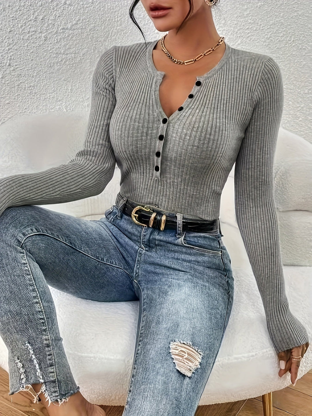 Marcia | Top acanalado con botones