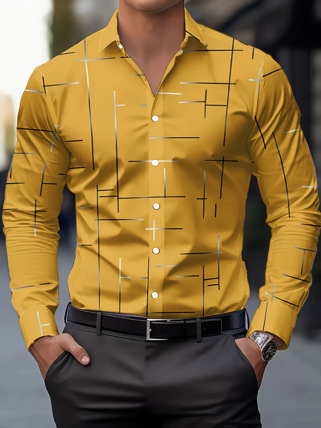 Fabricio | Camisa con estampado de líneas