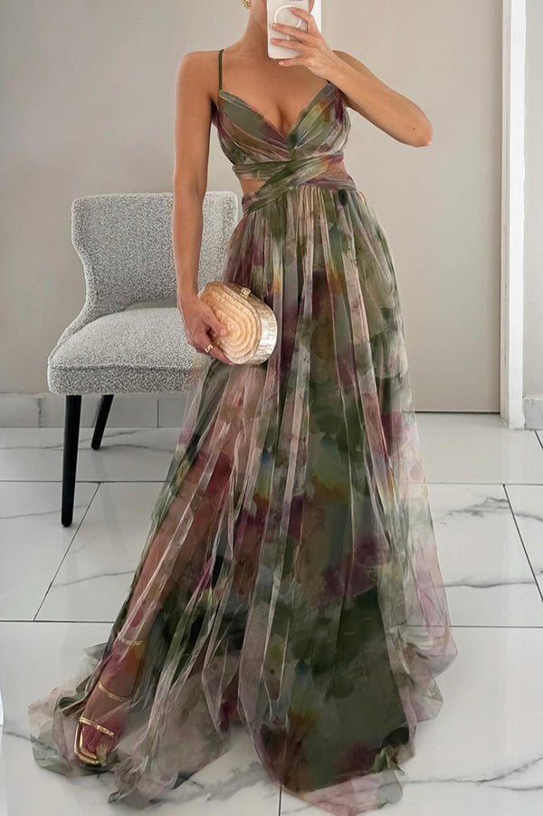 Judith | Vestido largo de tul estampado