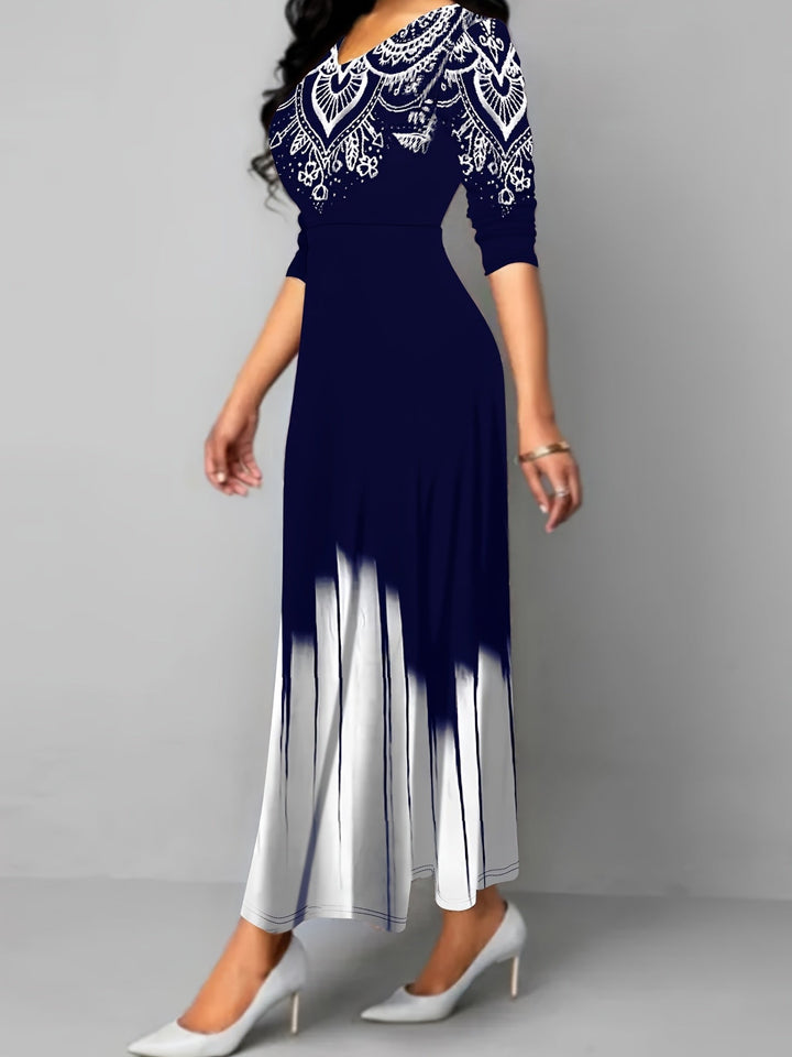 Clarisa | Vestido largo con estampado ornamental