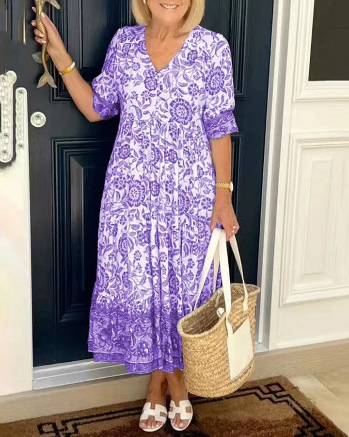 Nohemí | Vestido largo floral escote en V