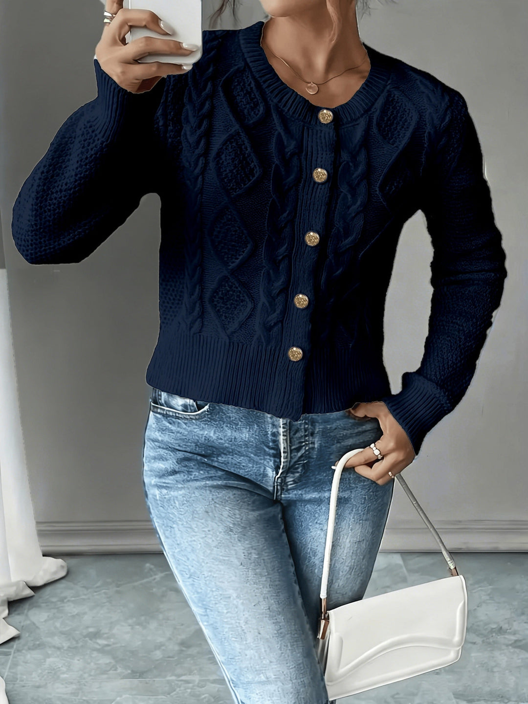 Begoña | Cardigan de punto trenzado con botones