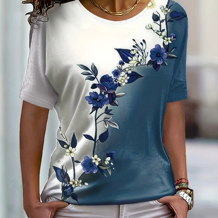 Sujey | Polera floral cuello redondo