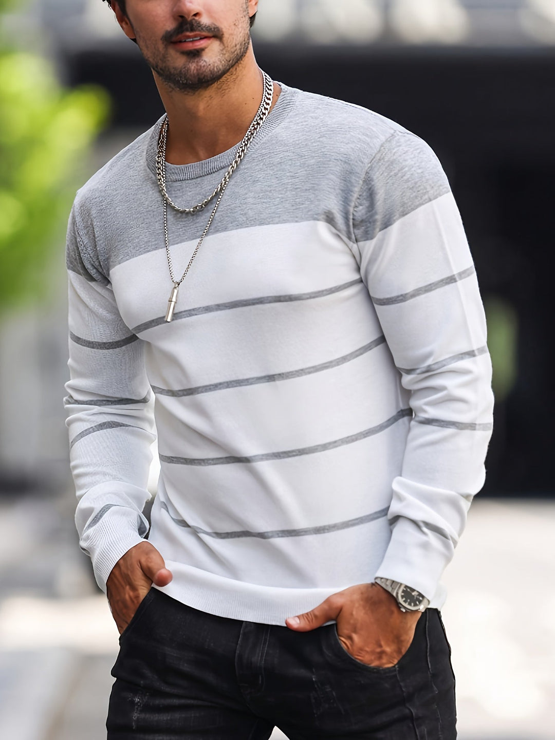 Enrique | Sweater a rayas cuello redondo