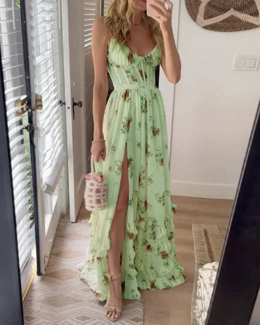 Rosana | Vestido largo floral sin mangas