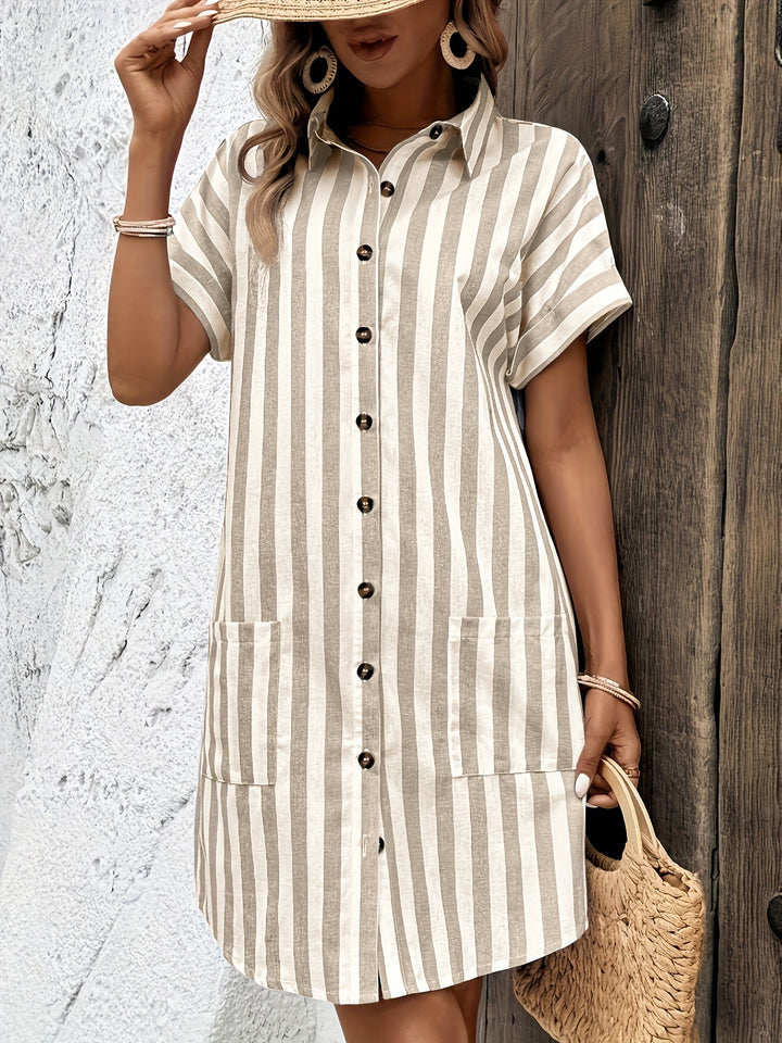Aida | Vestido camisero a rayas con cinturón