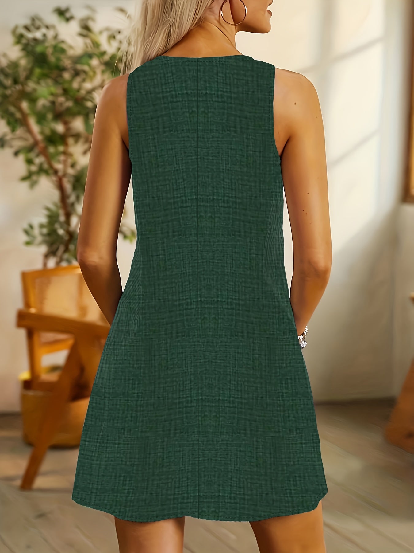 Renata | Vestido Sin Mangas con Rayas Verticales y Bolsillos