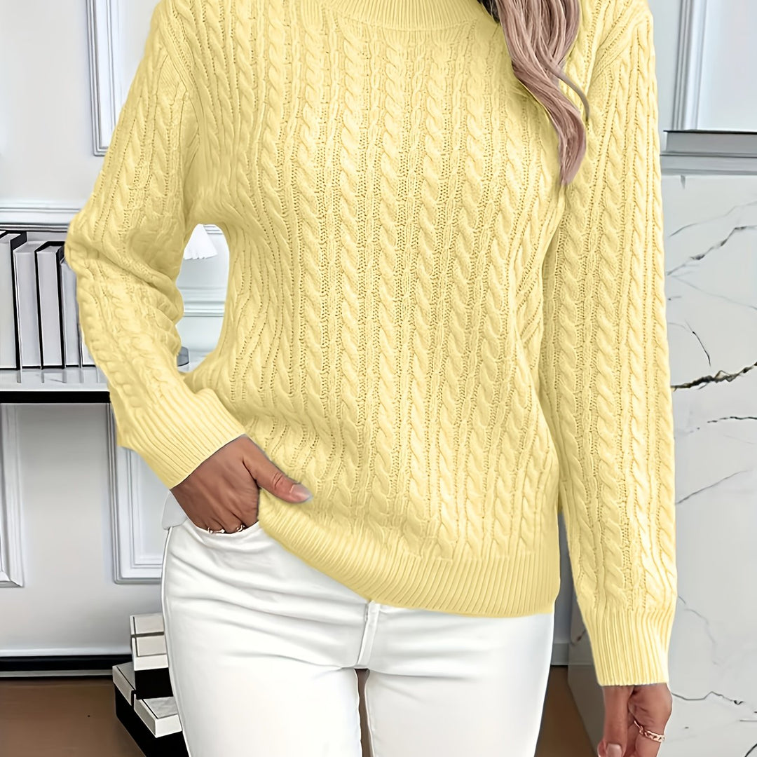 Saskia | Sweater de punto trenzado cuello redondo