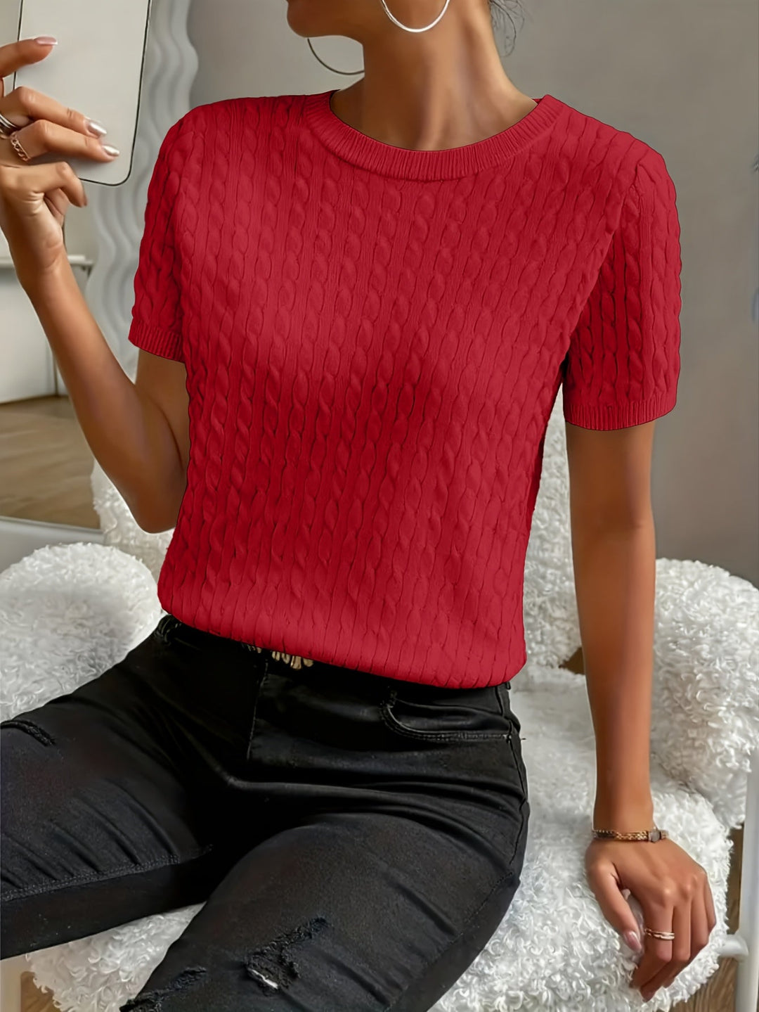 María Verónica | Polera texturada de manga corta
