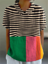 Hilaria | Blusa a rayas con bloques de color