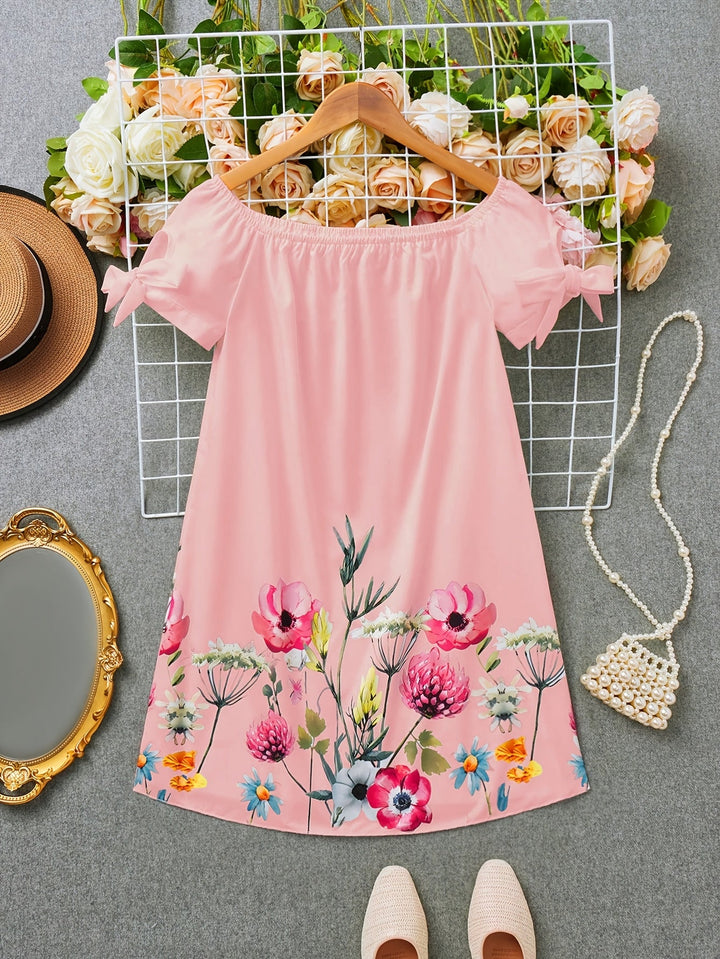 Iris | Vestido off shoulder con estampado floral