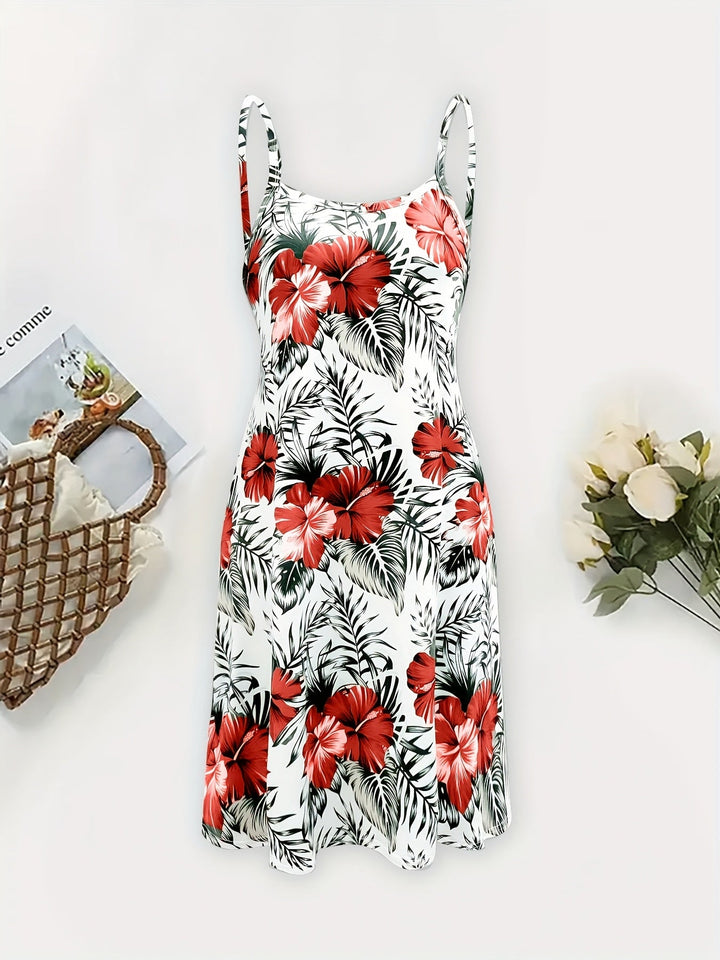 Jayleen | Vestido veraniego de tiritas con estampado tropical