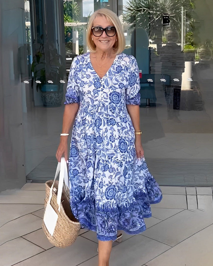 Noelia Paz | Vestido largo floral escote en V