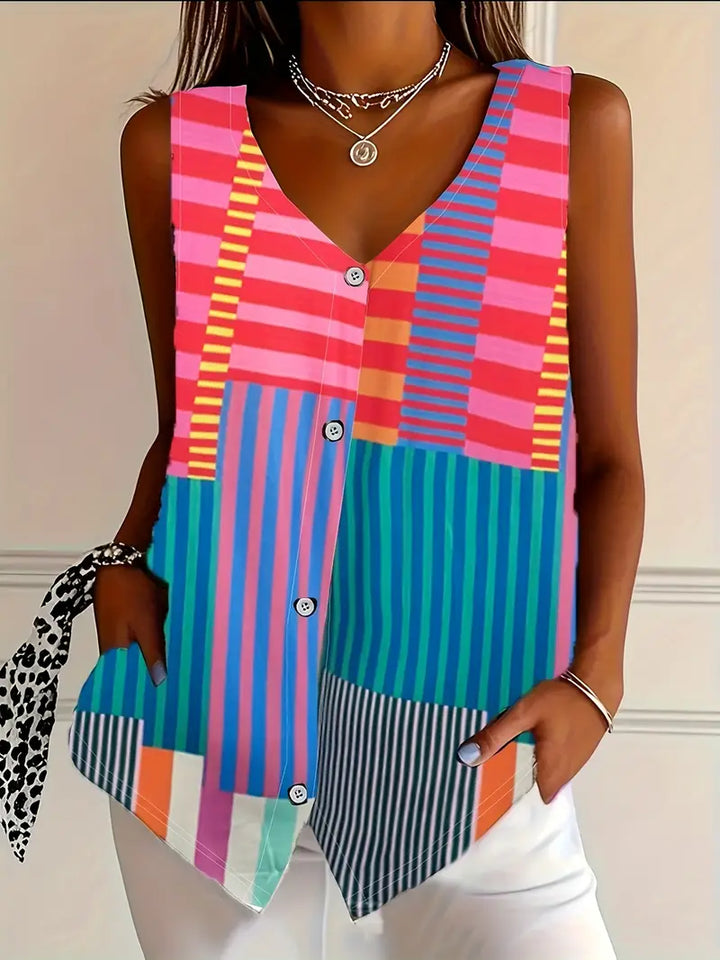 Michelle | Blusa sin mangas con botones