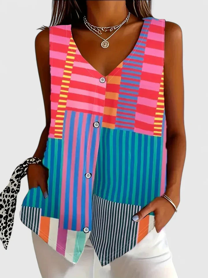 Michelle | Blusa sin mangas con botones