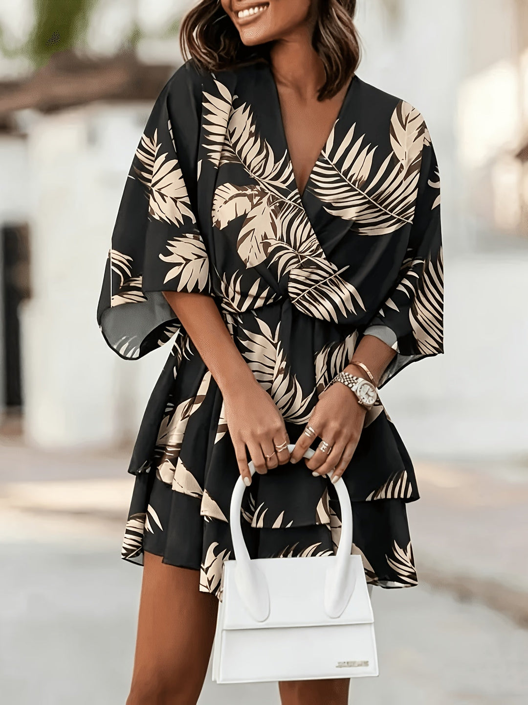 Hilaria | Vestido cruzado manga murciélago