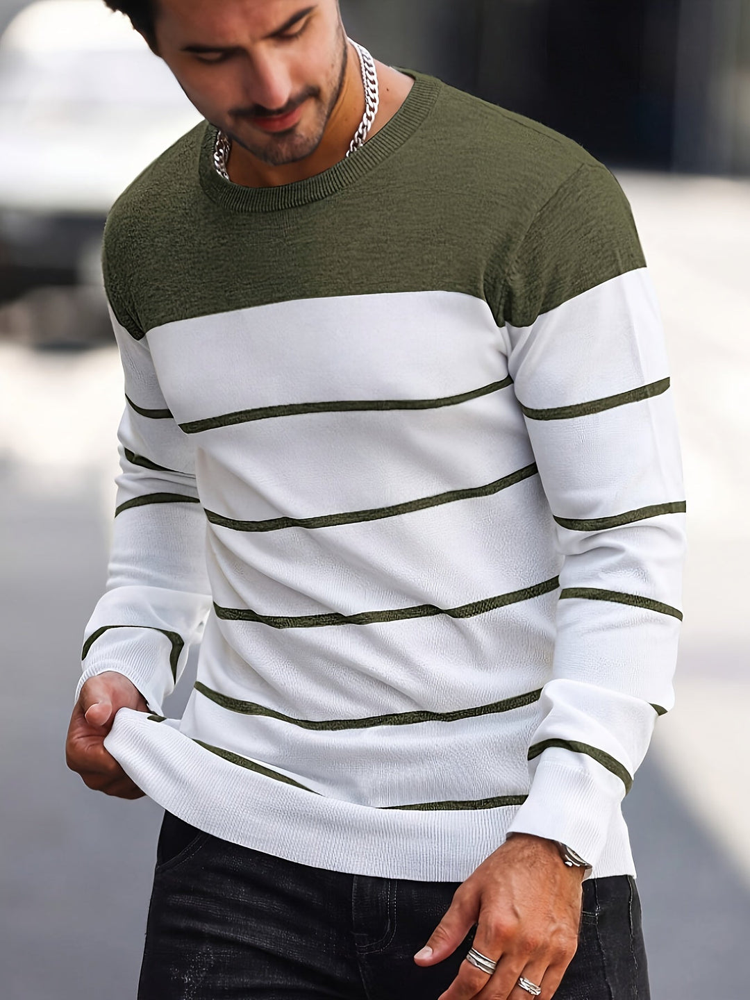 Enrique | Sweater a rayas cuello redondo
