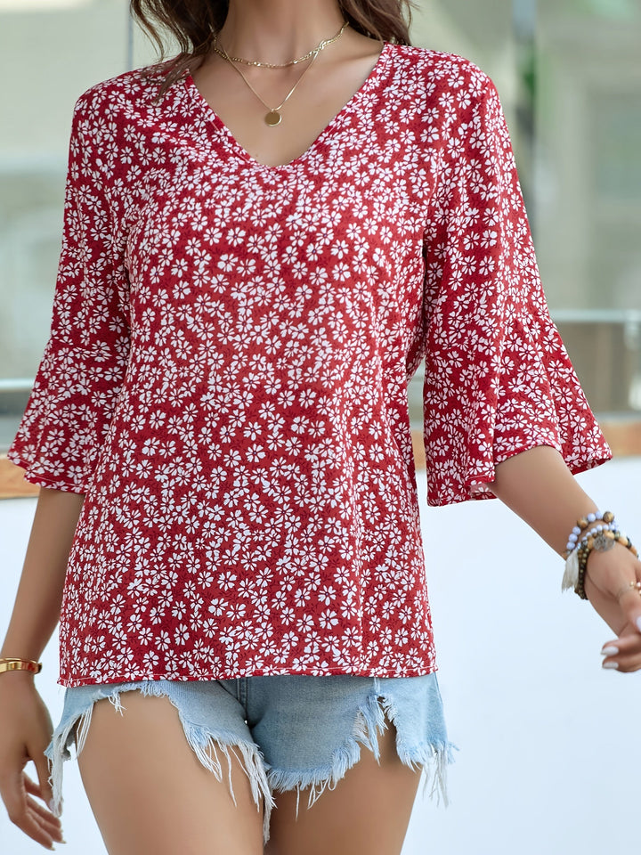 Sheila | Blusa floral con mangas volantadas